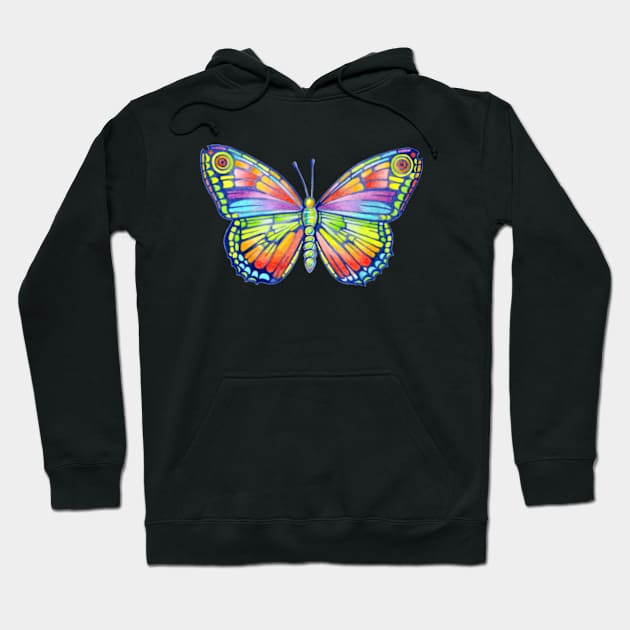 Rainbow Butterfly Heraldic Hoodie by PatriciaSheaArt